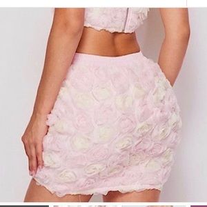✨✨💥DESIGNER Pink 🫦Cotton Candy 👄Rosette Appliqué Skirt 💋